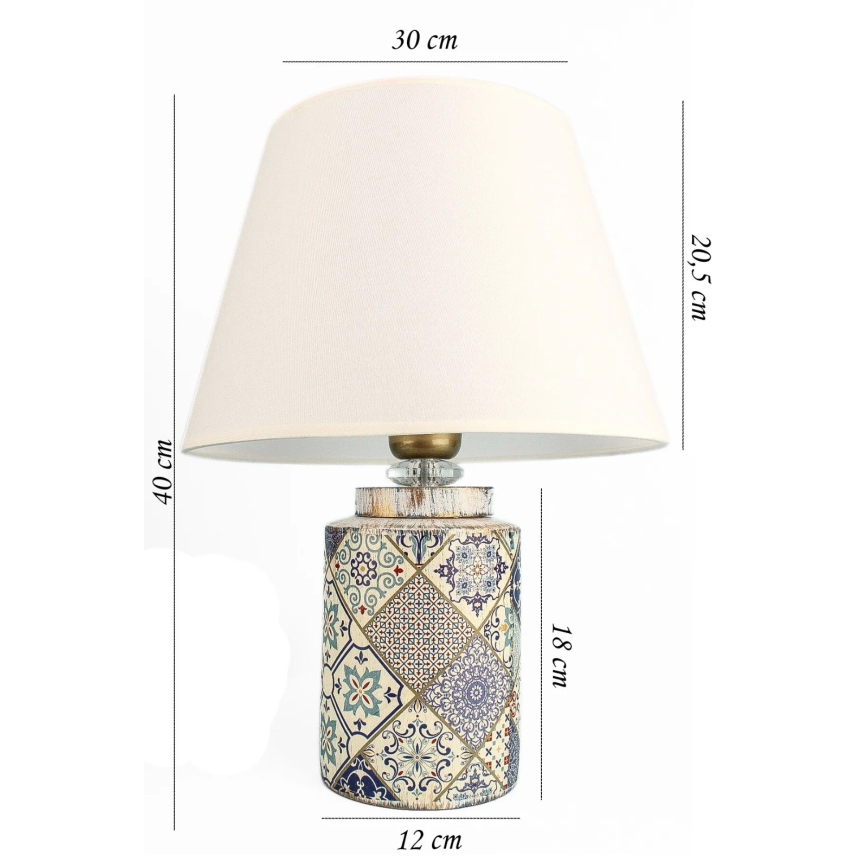 Lámpara de mesa RAMZES 1xE27/40W/230V blanca/gris