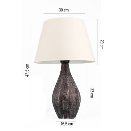 Lámpara de mesa RAMZES 1xE27/40W/230V blanca/marrón
