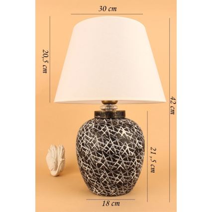 Lámpara de mesa RAMZES 1xE27/40W/230V blanca/negra