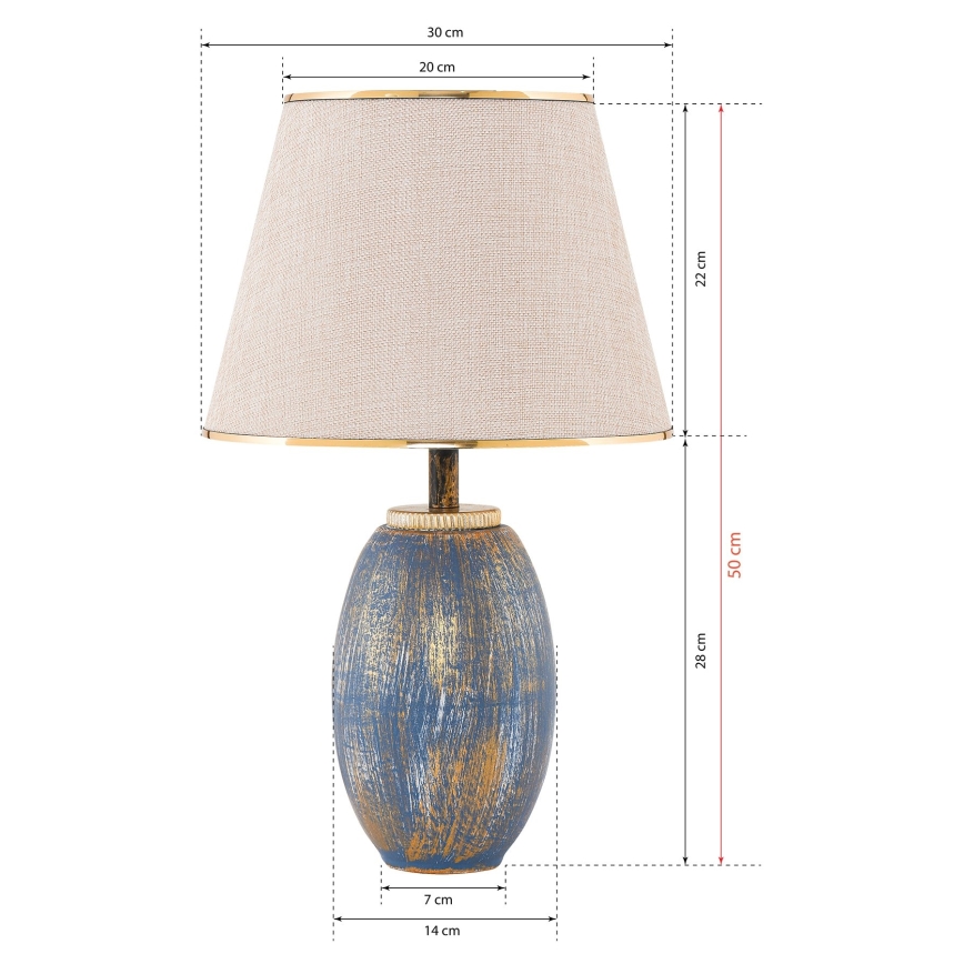Lámpara de mesa RAMZES 1xE27/40W/230V crema/azul