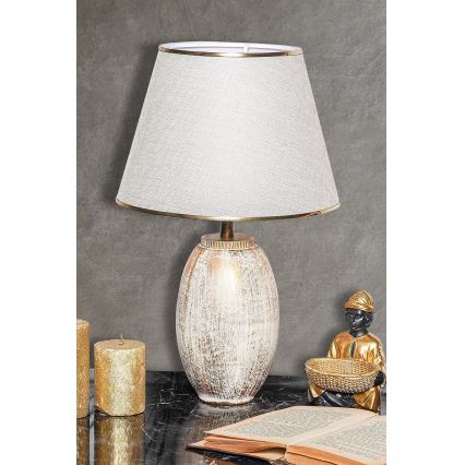 Lámpara de mesa RAMZES 1xE27/40W/230V crema/dorada