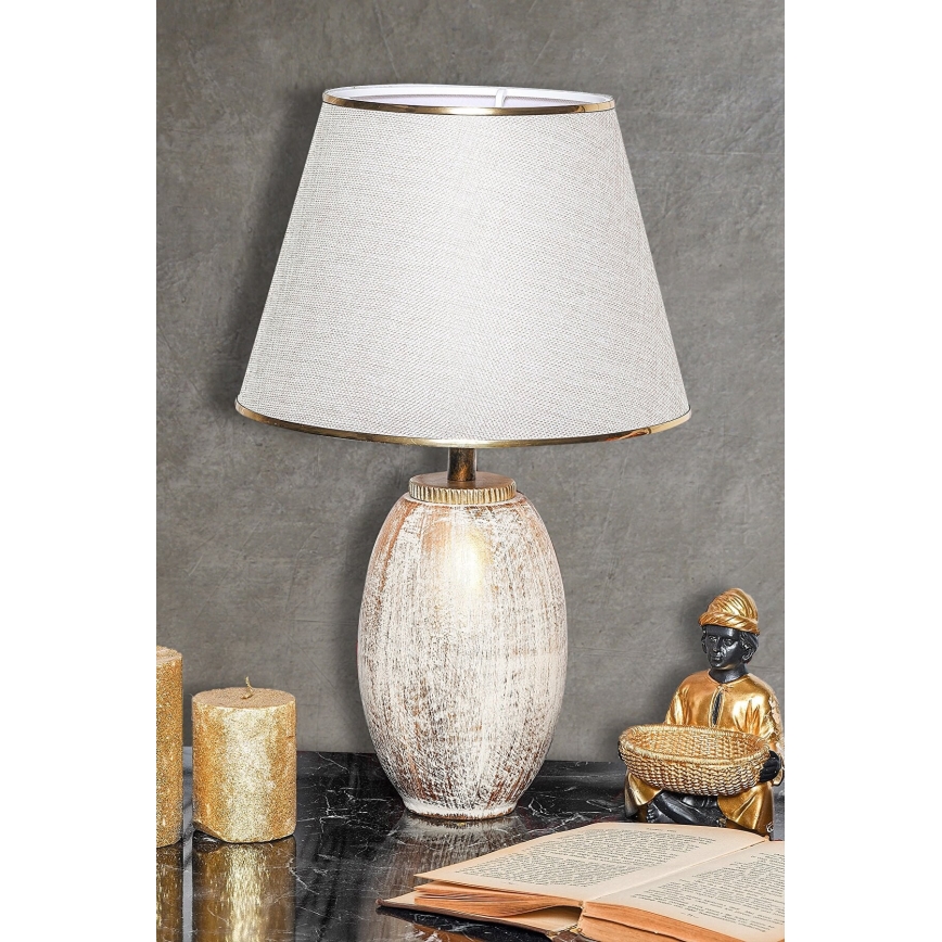 Lámpara de mesa RAMZES 1xE27/40W/230V crema/dorada