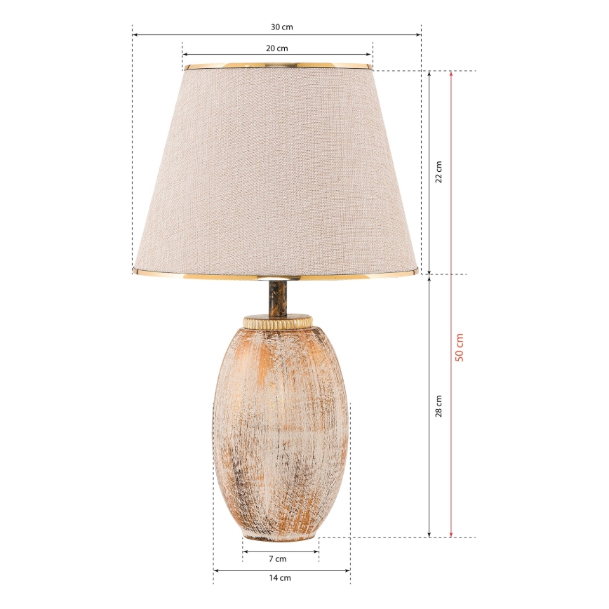 Lámpara de mesa RAMZES 1xE27/40W/230V crema/dorada