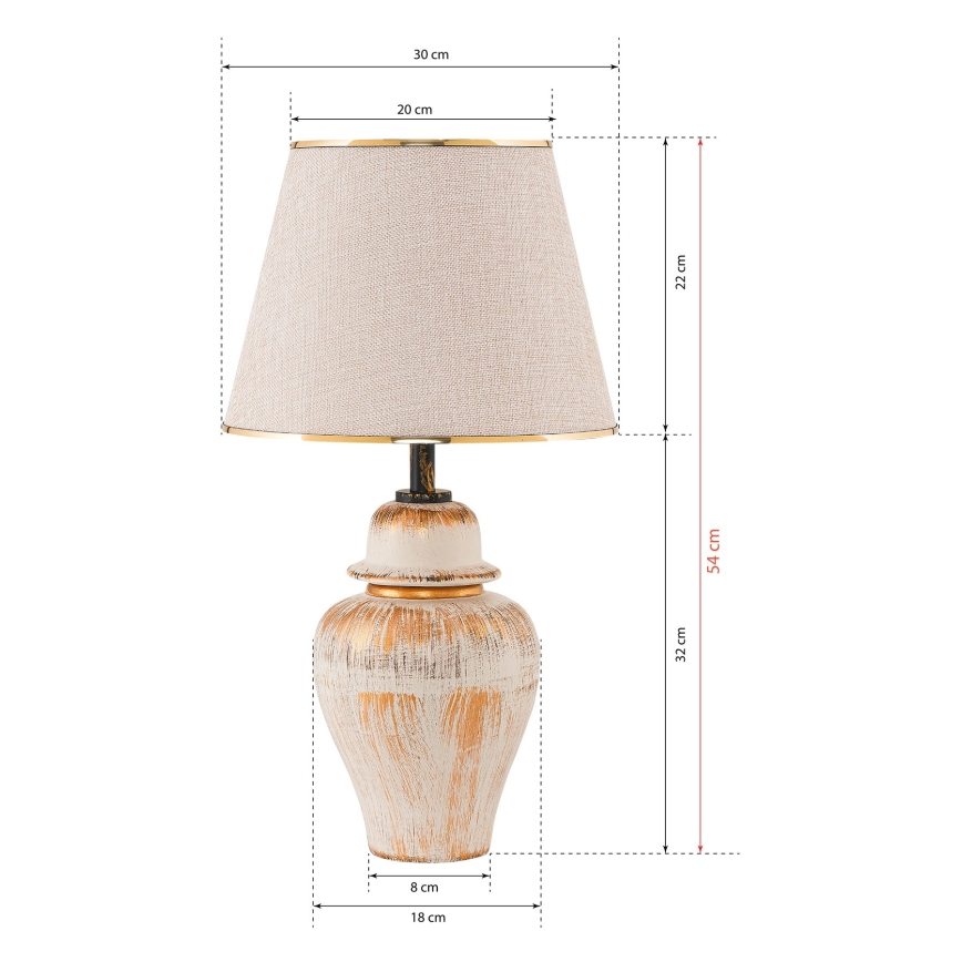 Lámpara de mesa RAMZES 1xE27/40W/230V crema/dorado