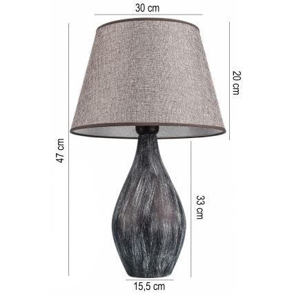 Lámpara de mesa RAMZES 1xE27/40W/230V gris