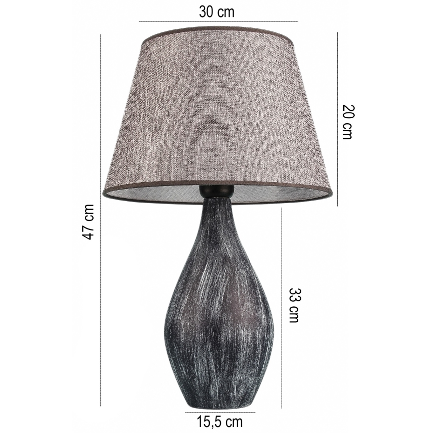 Lámpara de mesa RAMZES 1xE27/40W/230V gris
