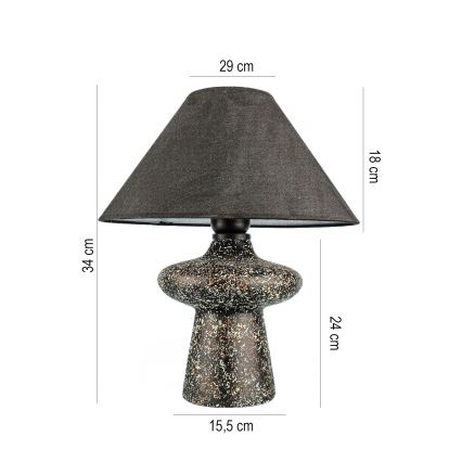 Lámpara de mesa RAMZES 1xE27/40W/230V negra