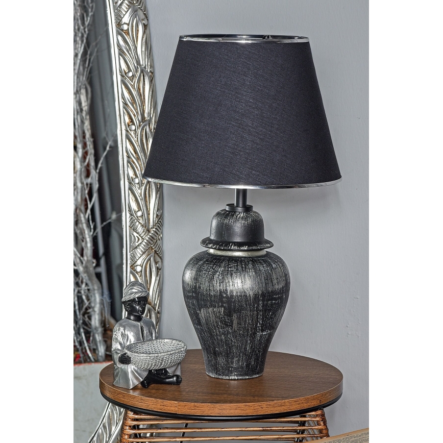 Lámpara de mesa RAMZES 1xE27/40W/230V negra/plateada