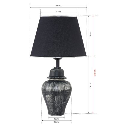 Lámpara de mesa RAMZES 1xE27/40W/230V negra/plateada