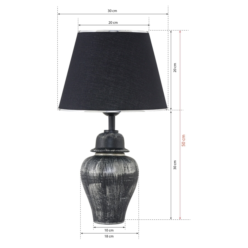 Lámpara de mesa RAMZES 1xE27/40W/230V negra/plateada