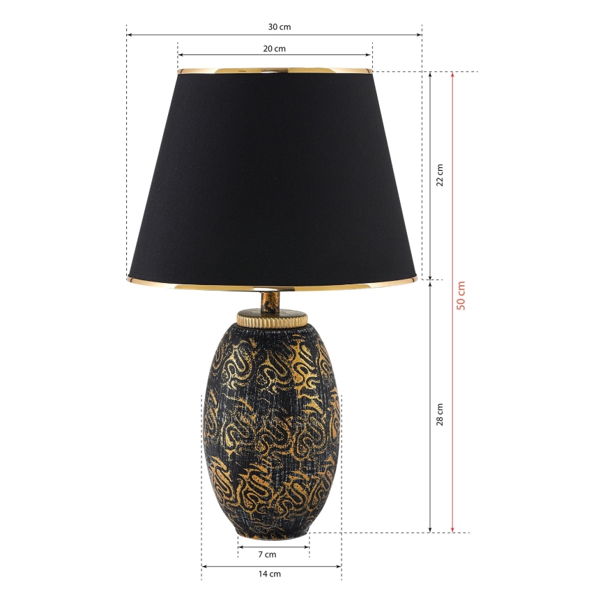 Lámpara de mesa RAMZES 1xE27/40W/230V negro/dorado