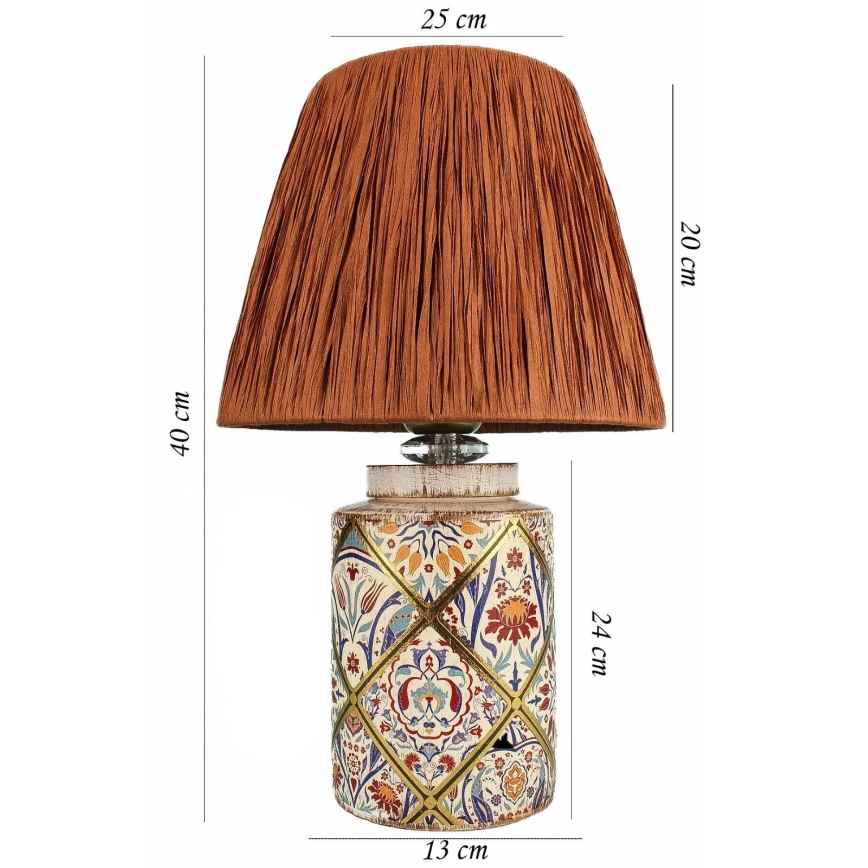 Lámpara de mesa RAMZES 1xE27/40W/230V, pantalla de rafia