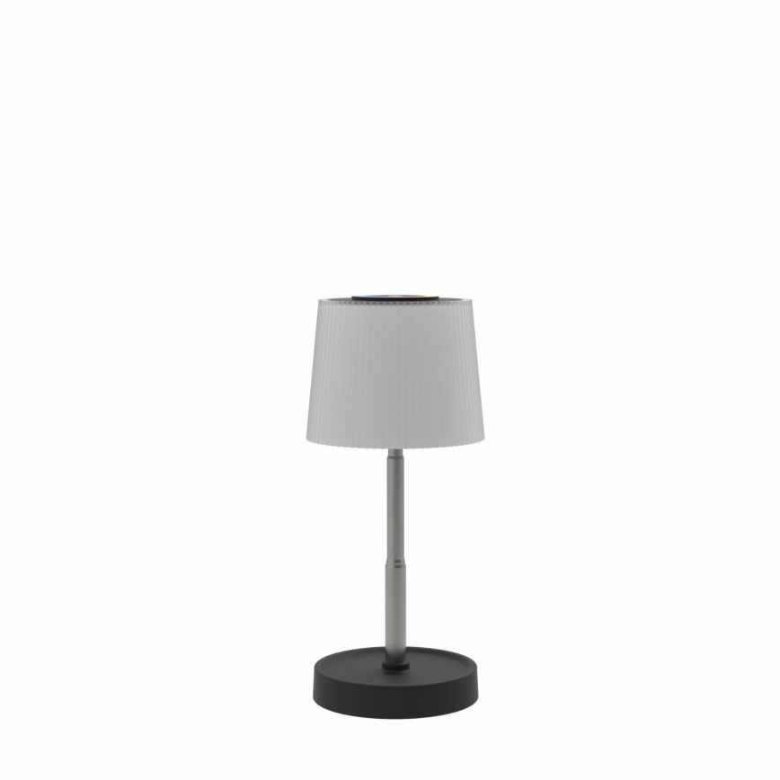 Lámpara de mesa recargable LED RGBW regulable con control táctil para exterior LED/2W/5V IP44 1200 mAh gris