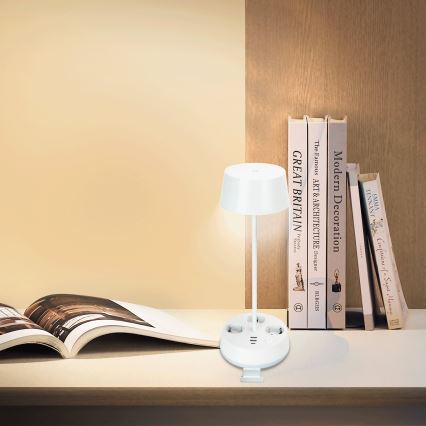 Aigostar - Lámpara de mesa regulable LED con enchufes y USB LED/4,6W/230V 3000/4000/6500K blanca