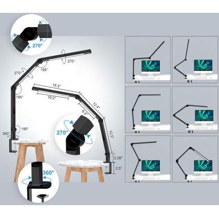 LED Regulable táctil flexible lámpara de mesa POINTIQ LED/12W/230V 3000/4000/5000/6500K CRI 92 negro