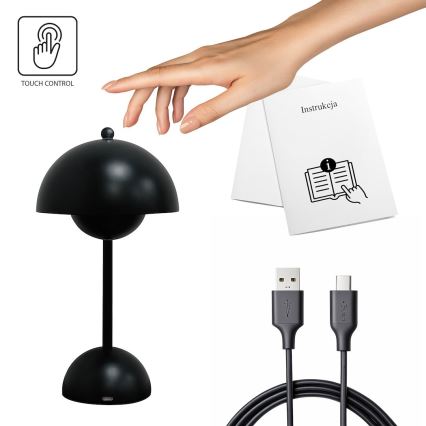 Lámpara de mesa táctil recargable LED COSTA LED/3W/5V 2400 mAh 3000-6000K negra