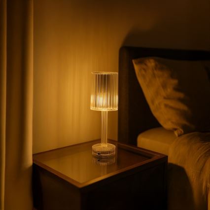Lámpara de mesa táctil recargable LED SIMPLE LED/1W/5V 2400 mAh 3000-6000K transparente