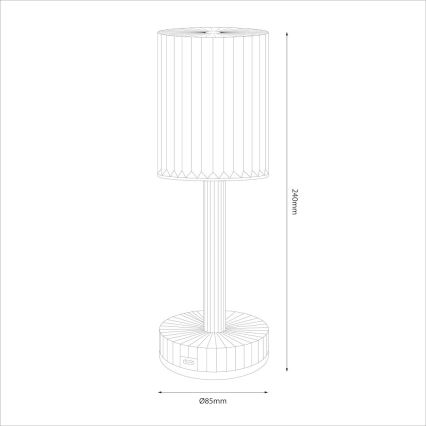 Lámpara de mesa táctil recargable LED SIMPLE LED/1W/5V 2400 mAh 3000-6000K transparente