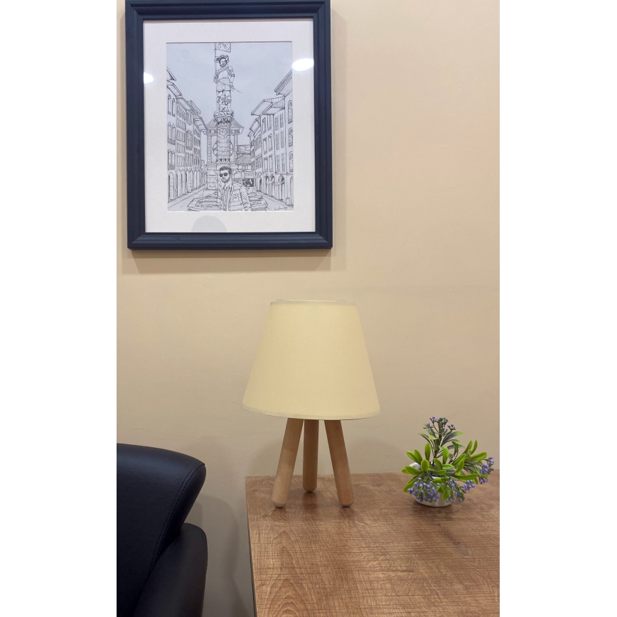 Lámpara de mesa WOOD 1xE27/60W/230V color crema