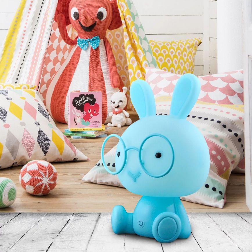 Lámpara de noche LED regulable infantil LED/2,5W conejo azul