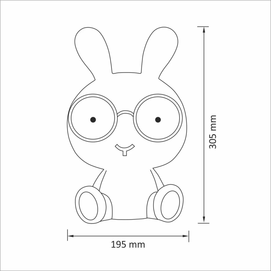 Lámpara de noche LED regulable infantil LED/2,5W conejo azul