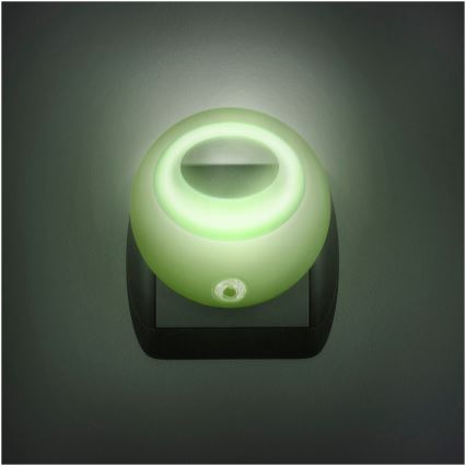 Lámpara de orientación LED con sensor para la toma de corriente LED/1W/230V verde