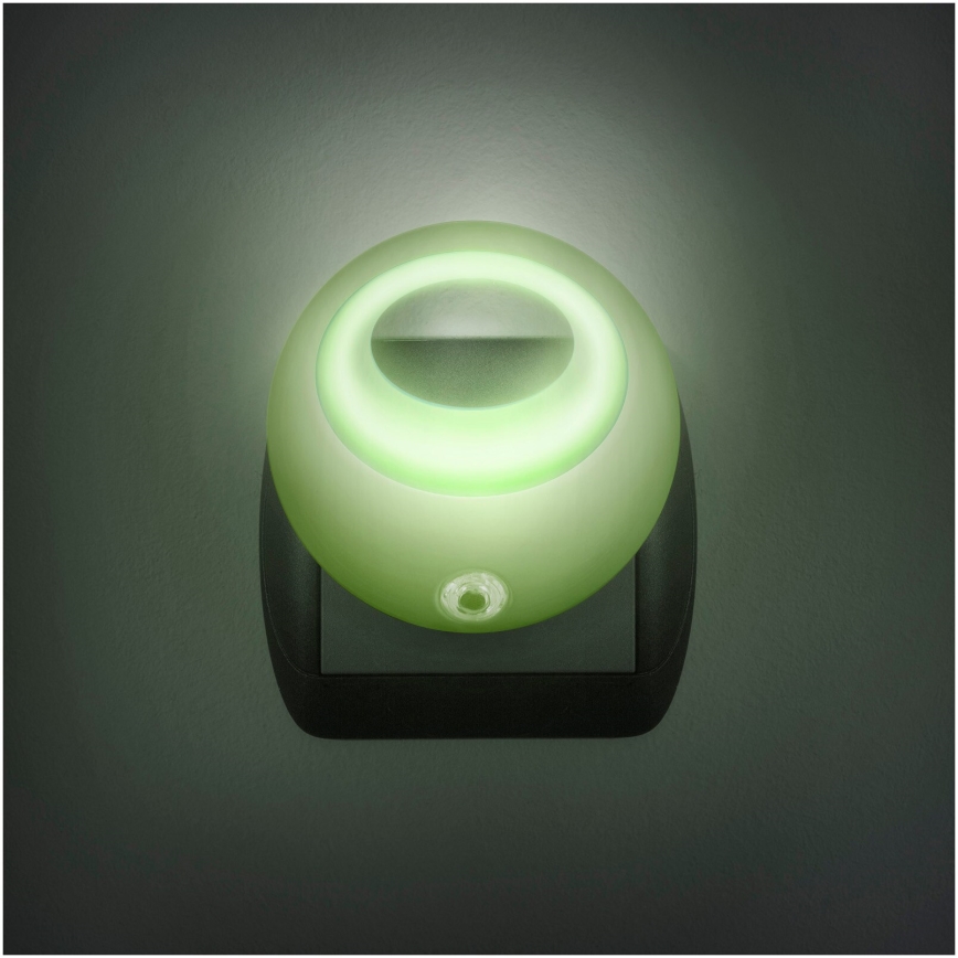 Lámpara de orientación LED con sensor para la toma de corriente LED/1W/230V verde