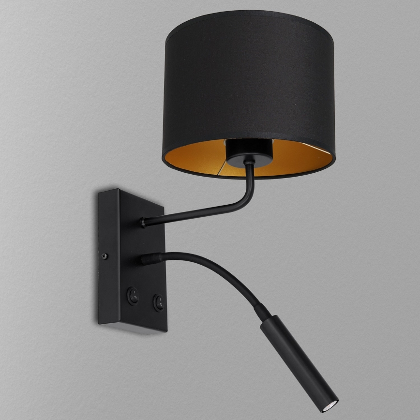 Lámpara de pared ARDEN 1xE27/60W/230V + 1xG9/8W negra/dorada