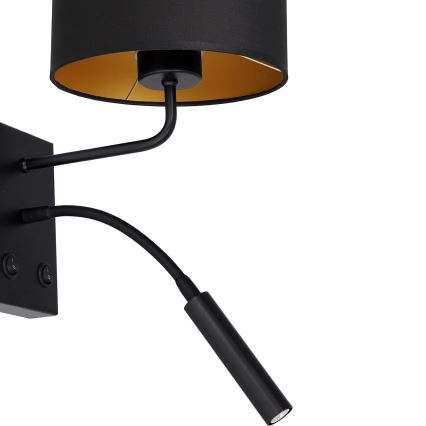 Lámpara de pared ARDEN 1xE27/60W/230V + 1xG9/8W negra/dorada