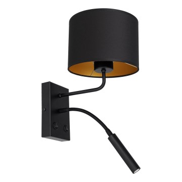 Lámpara de pared ARDEN 1xE27/60W/230V + 1xG9/8W negra/dorada