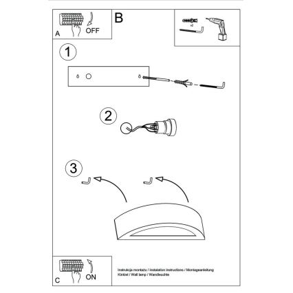 Lámpara de pared ATENA 1xE27/60W/230V gris