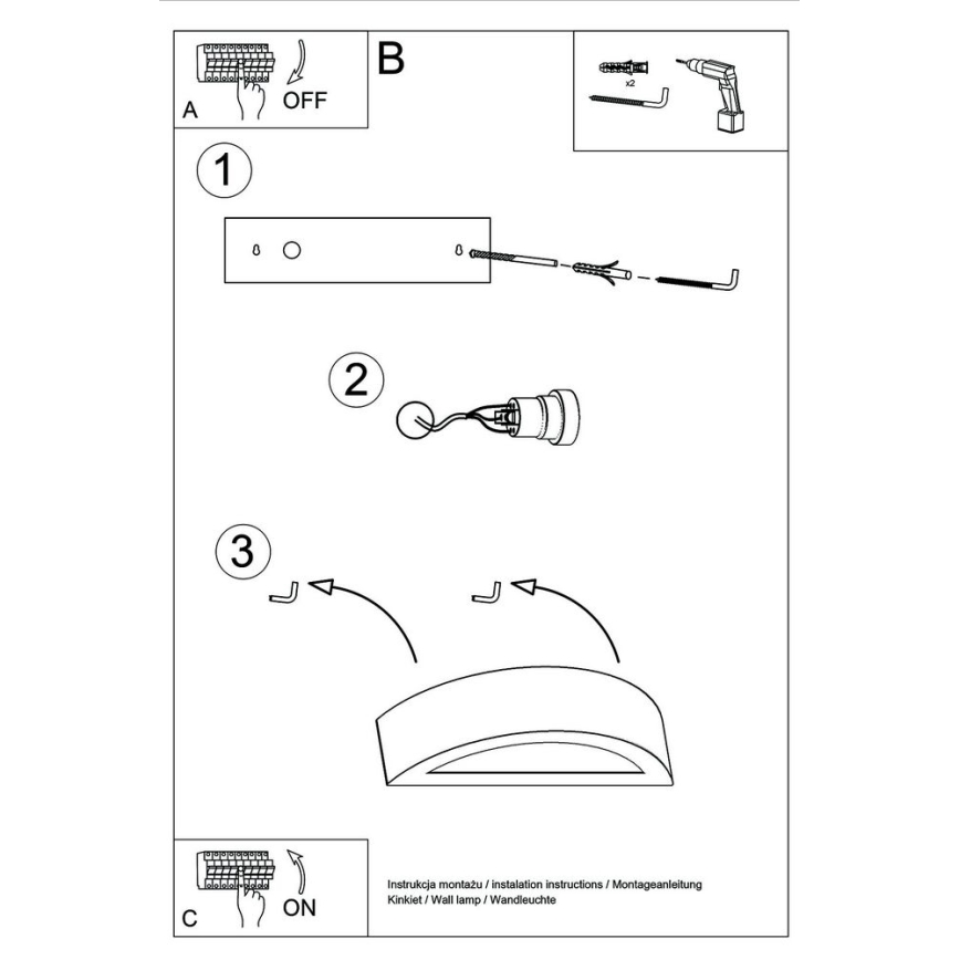 Lámpara de pared ATENA 1xE27/60W/230V gris