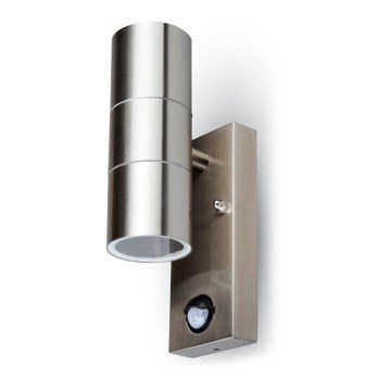 Lámpara de pared exterior con sensor 2xGU10/35W/230V IP44