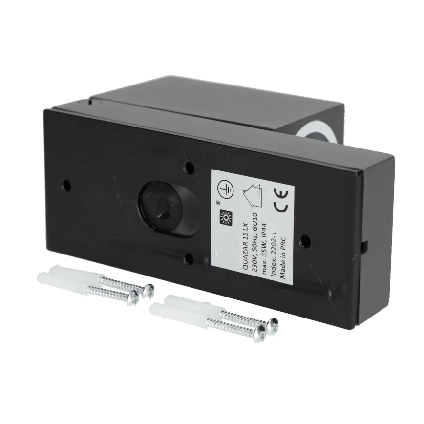 Lámpara de pared exterior con sensor QUAZAR 1xGU10/35W/230V IP44 gris
