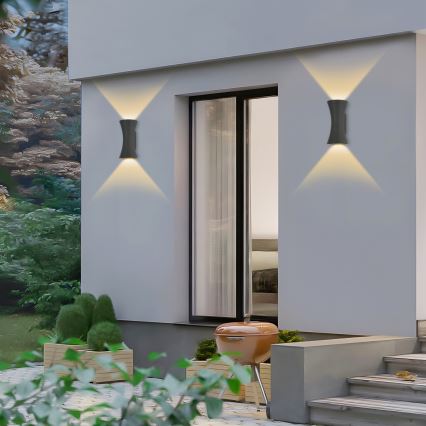 Lámpara de pared exterior LED BICON 10W/230V antracita IP44