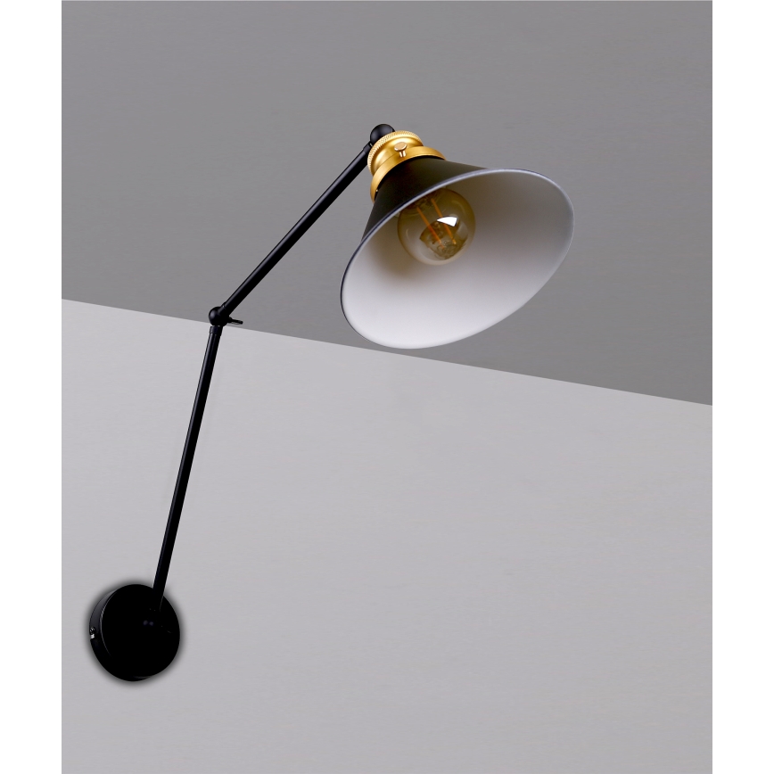 Lámpara de pared FUNDO 1xE27/40W/230V negra/dorada