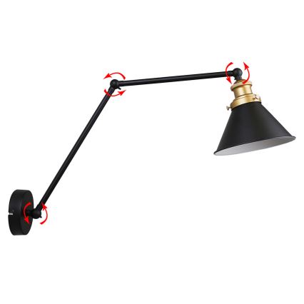 Lámpara de pared FUNDO 1xE27/40W/230V negra/dorada