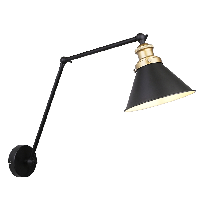 Lámpara de pared FUNDO 1xE27/40W/230V negra/dorada