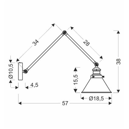 Lámpara de pared FUNDO 1xE27/40W/230V negra/dorada