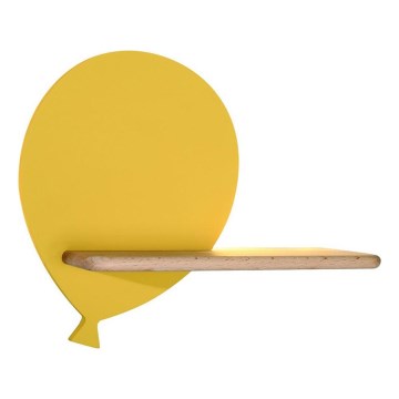Lámpara de pared infantil LED con estante BALLOON LED/4W/230V amarillo/madera,