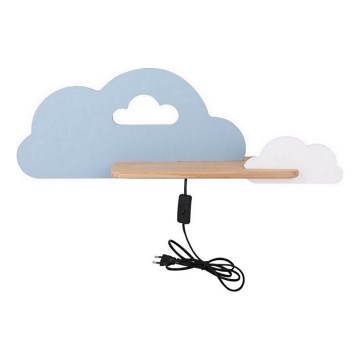 Lámpara de pared infantil LED con estante CLOUD LED/5W/230V azul/blanco,