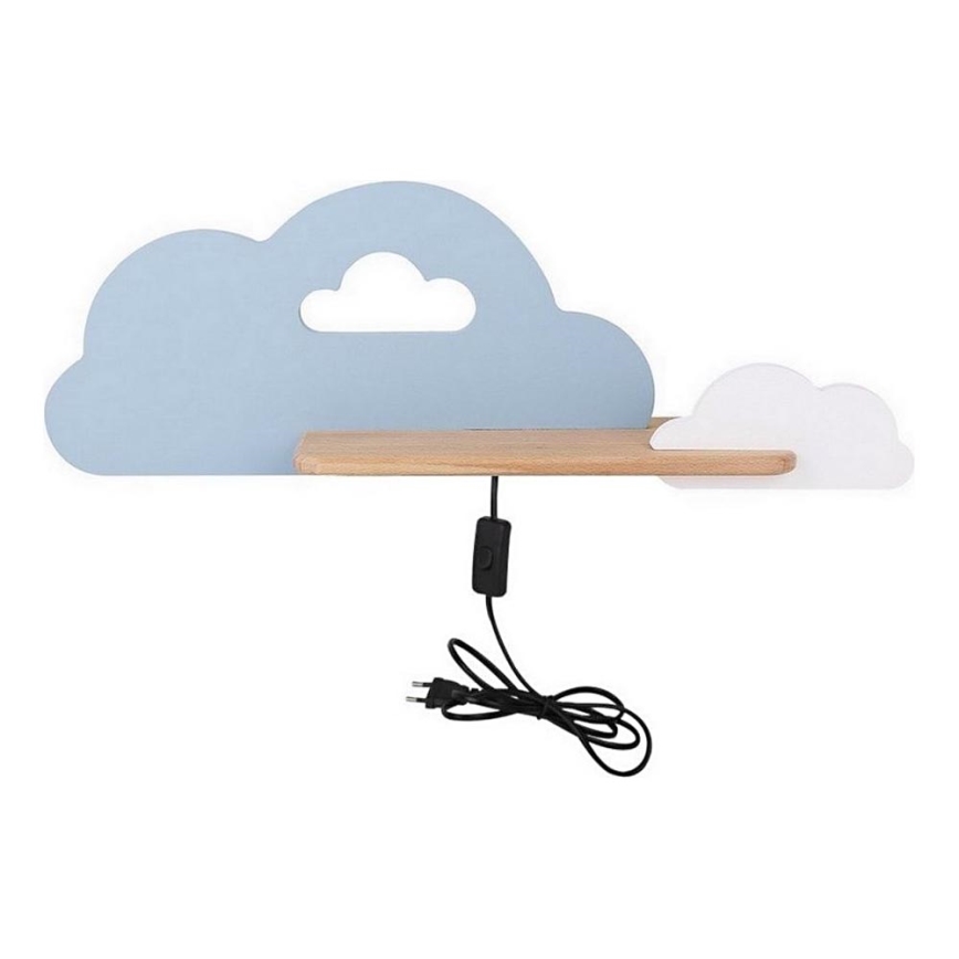 Lámpara de pared infantil LED con estante CLOUD LED/5W/230V azul/blanco,