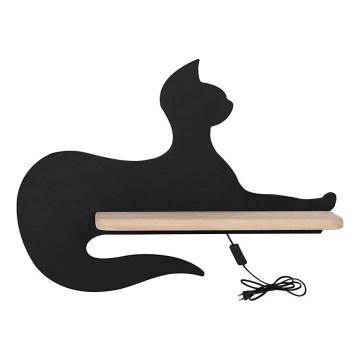 Lámpara de pared infantil LED con estante GATO NEGRO LED/5W/230V,