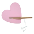Lámpara de pared infantil LED con estante HEART LED/5W/230V rosa/madera,
