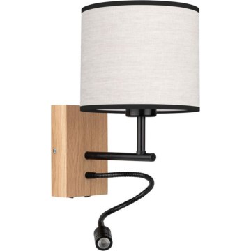 Lámpara de pared LED BOHO 1xE27/25W/230V + LED/1W/230V roble