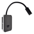 Lámpara de pared LED flexible BASE LED/8W+LED/2W/230V negro/plateado