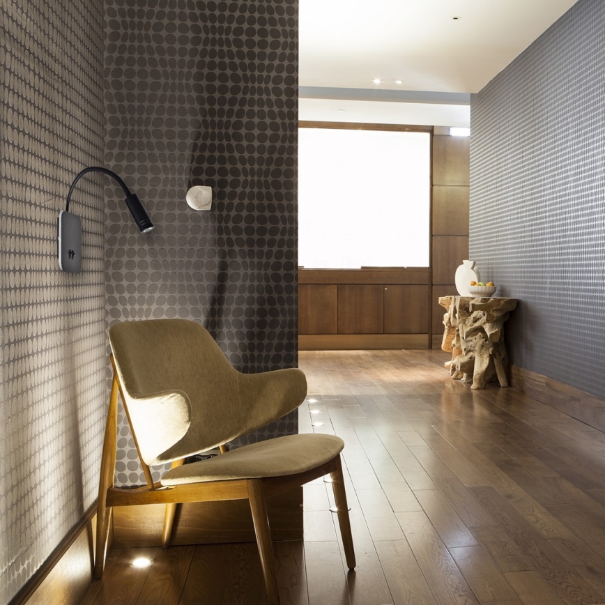 Lámpara de pared LED flexible BASE LED/8W+LED/2W/230V negro/plateado