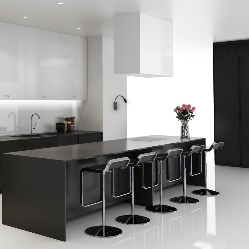 Lámpara de pared LED flexible BASE LED/8W+LED/2W/230V negro/plateado