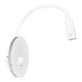 Lámpara de pared LED flexible con puerto USB BASE LED/8W+LED/2W/230V blanca/plateada