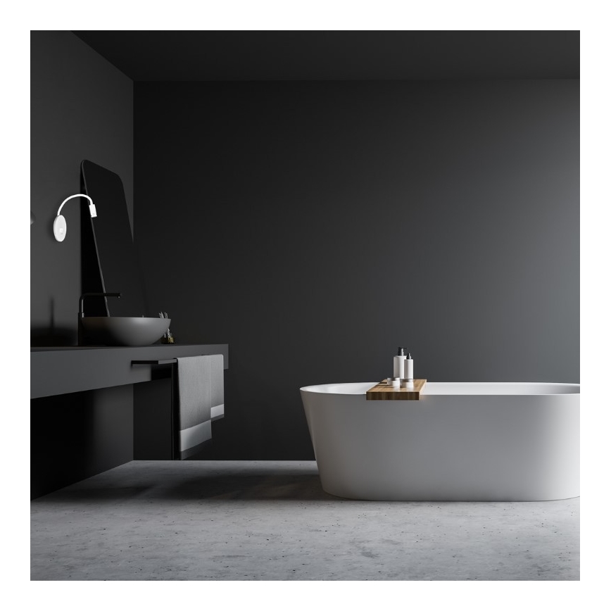 Lámpara de pared LED flexible con puerto USB BASE LED/8W+LED/2W/230V blanca/plateada